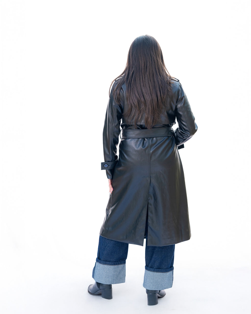 Black Leather Trench Coat