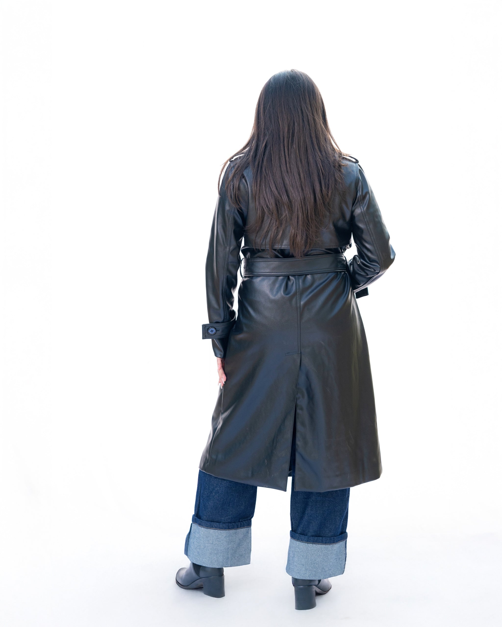 Black Leather Trench Coat