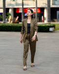Olive Satin Tailored Suit